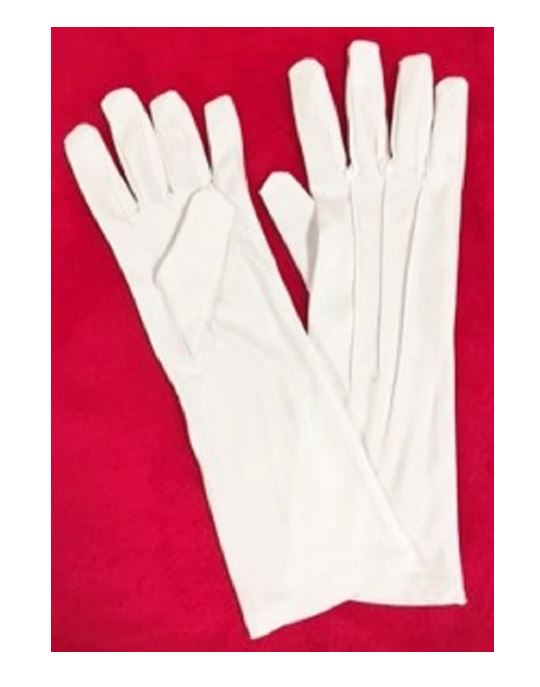 Santa Gloves - White - 12" - Nylon - Parades - Christmas - Costume Accessory