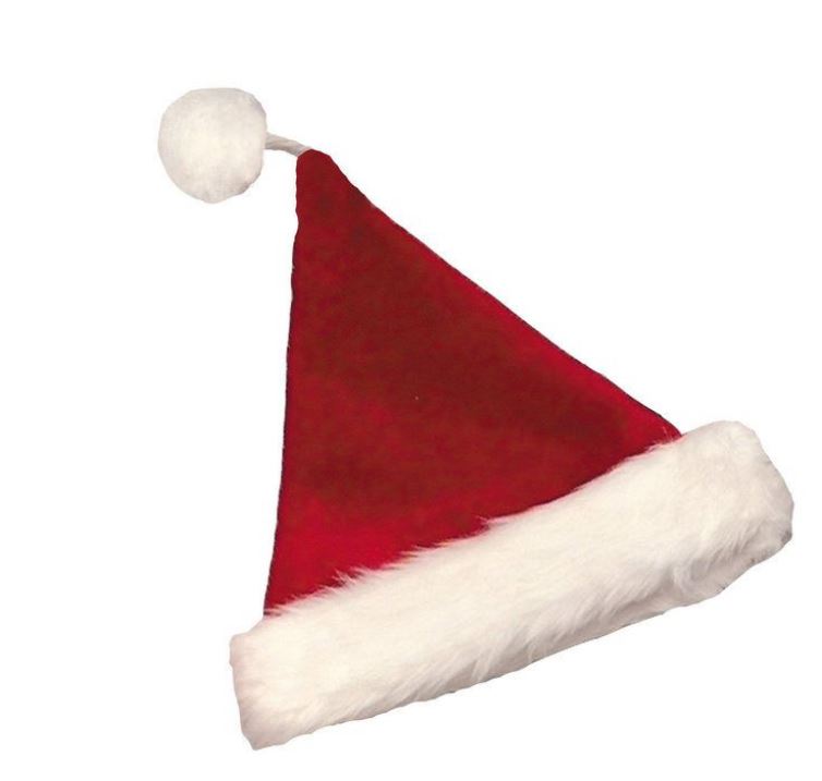 Santa Hat - Soft Plush - Christmas Holiday - Costume Accessory - 2 Colors