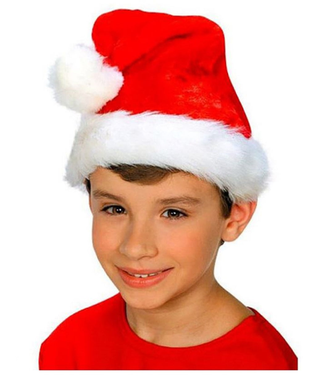 Gorro de Papá Noel - Felpa - Económico - Accesorio para disfraz - Talla infantil