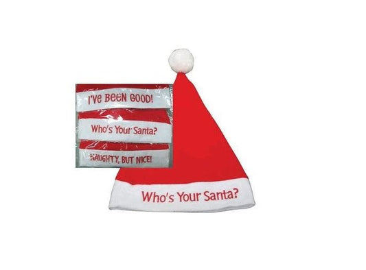 Santa Hat - Red Felt - Economy - 3 Different Sayings - Adult Teen