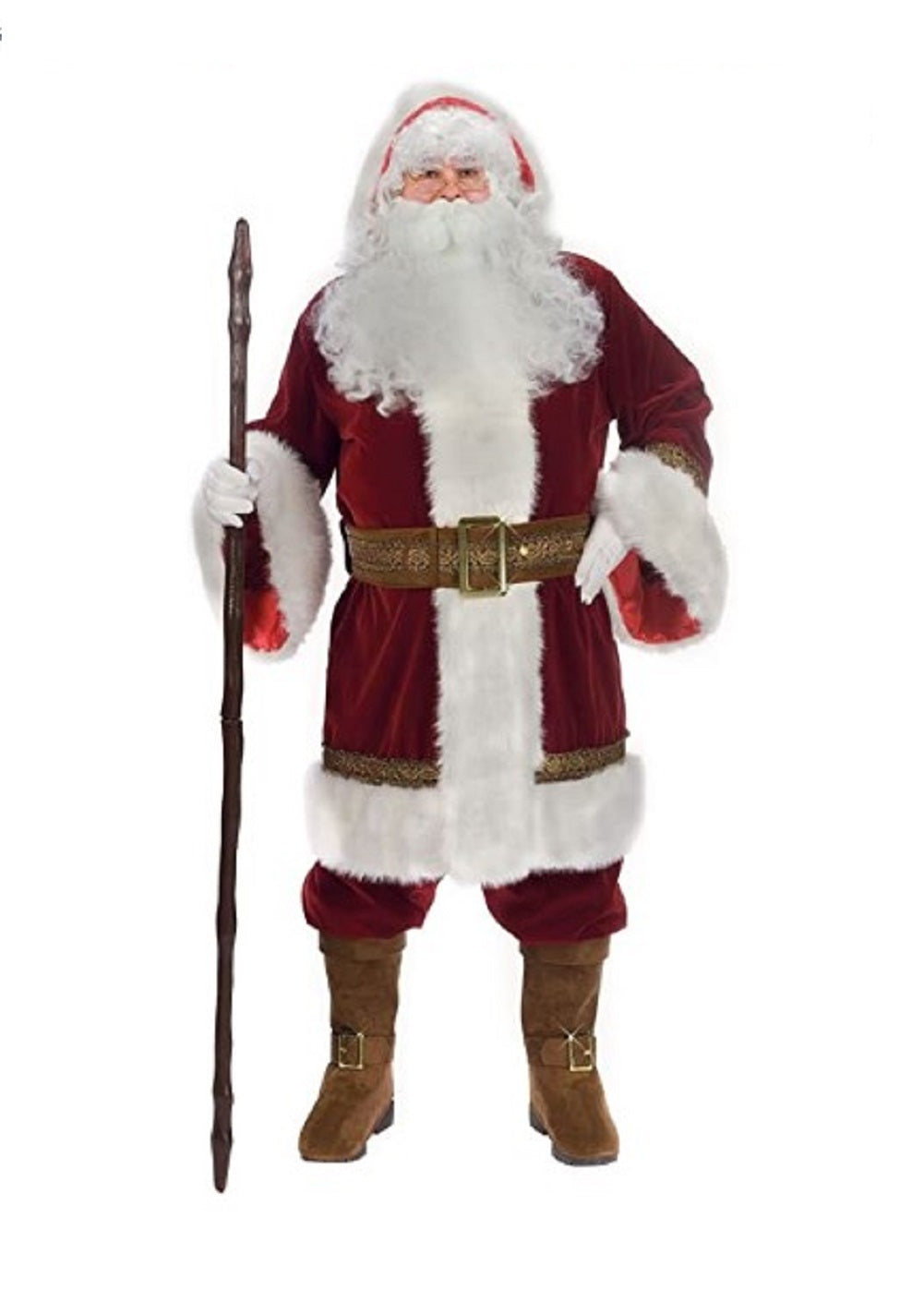 Santa - Old Time - Long Coat - Burgundy - Deluxe Plus Costume - 2 Sizes