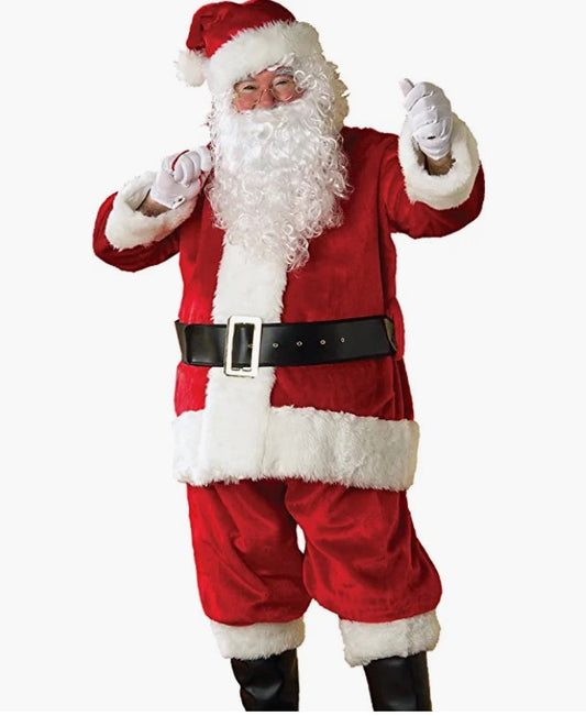 Traje de Papá Noel - Rojo - Peluche Regencia - Disfraz - Adulto - 2 Tallas