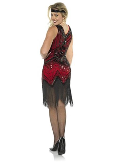 Scarlet Flapper - Roaring 20's - Rojo/Negro - Disfraz - Mujer - 3 tallas