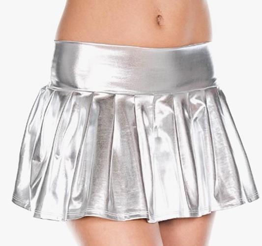 School Girl Pleated Mini Skirt - Wet Look - Costume - Adult Teen - 2 Colors