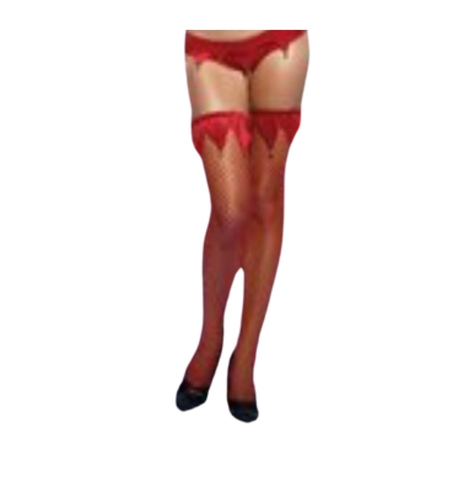 North Pole Elf Thigh-Hi Stockings - Red - Christmas - Costume Accessory - Adult
