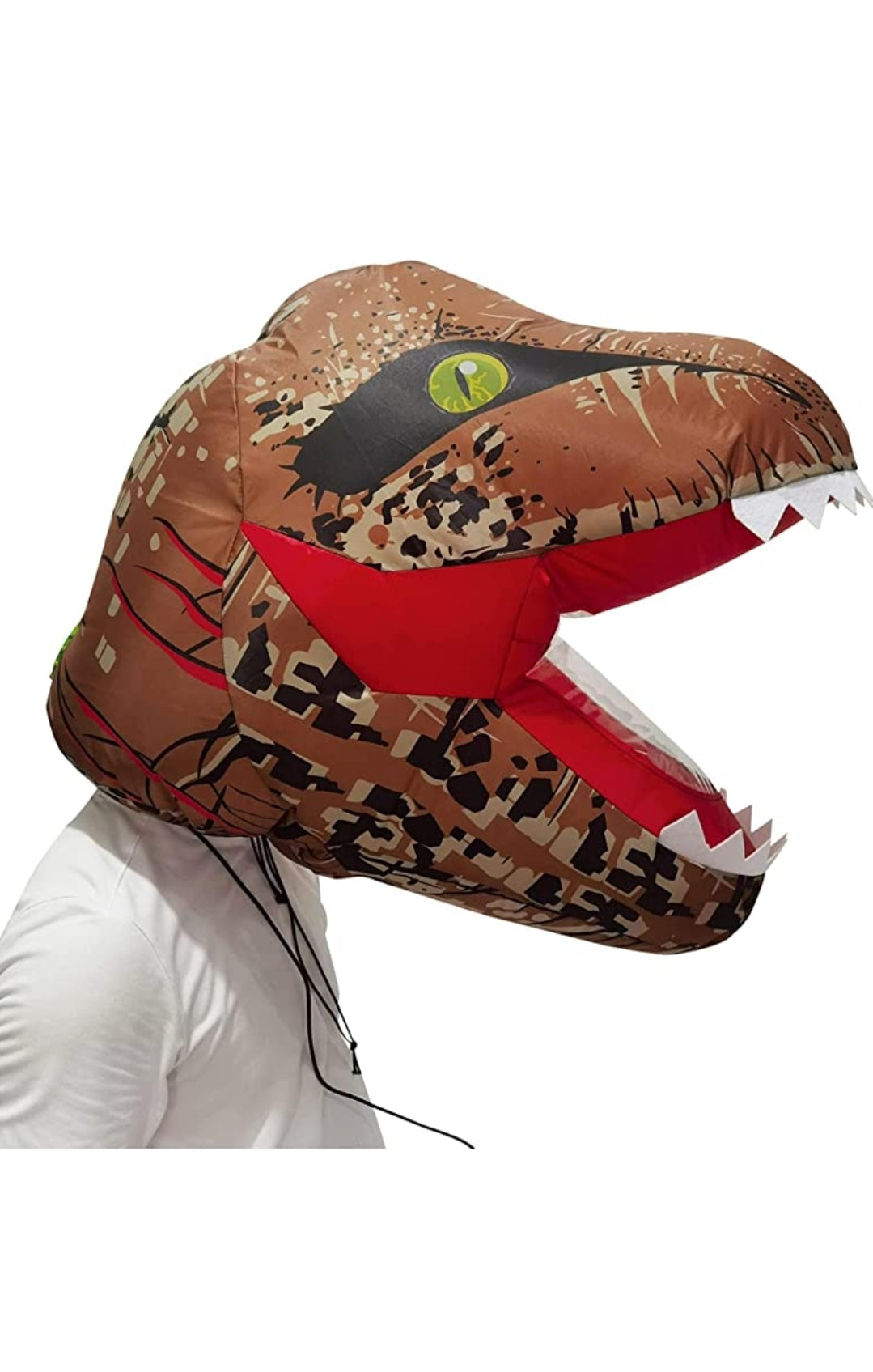 T-Rex Bobblehead Inflatable Mask - Brown - Costume Accessory - Adult