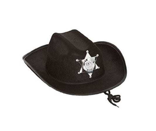 Sheriff Cowboy Cowgirl Hat - Black - Costume Accessory - Child Size