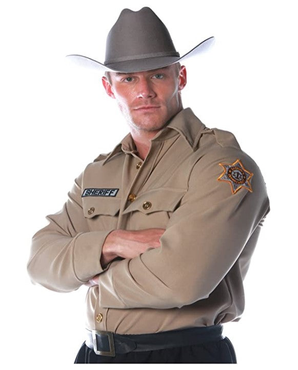 Sheriff Shirt - Police - Long Sleeve - Khaki - Costume - Men - 2XL