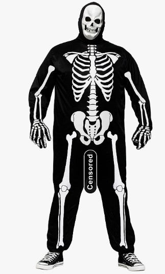 Skele-boner - Skelett - Schwarz/Weiß - Kostüm - Erwachsene - Übergröße, 1,88 m, 136 kg