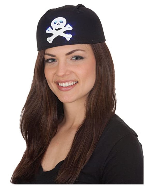 Pirate Cap - Skulls & Crossbones - Light Up - Costume Accessory - Teens Adults