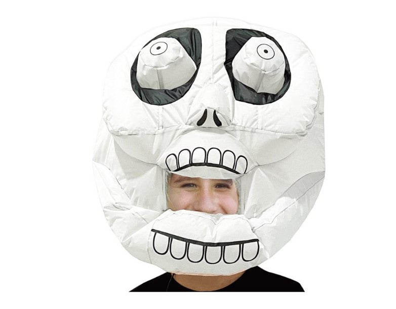 Skeleton Bobblehead Inflatable Mask - White/Black - Costume Accessory ...