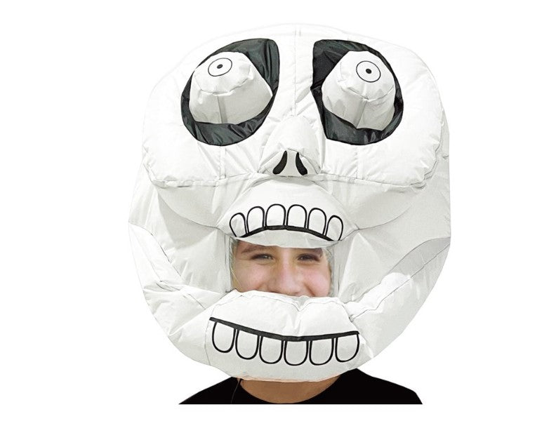 Skeleton Bobblehead Inflatable Mask - White/Black - Costume Accessory - Adult