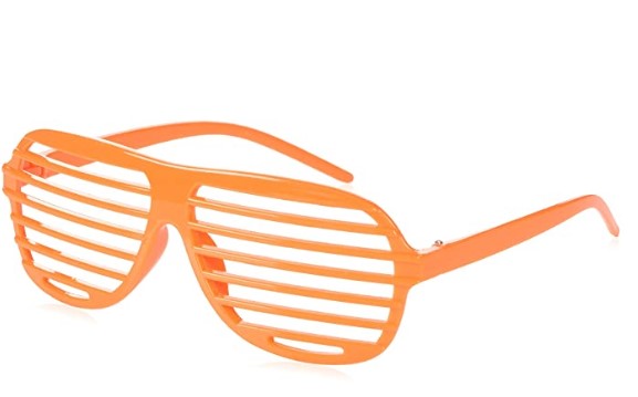 Shutter/Slot Glasses - 1980's - Costume Accessory - Teen Adult - Neon Orange