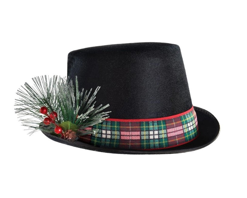 Snowman Top Hat - Plaid Band - Christmas Caroler - Costume Accessory - Adult