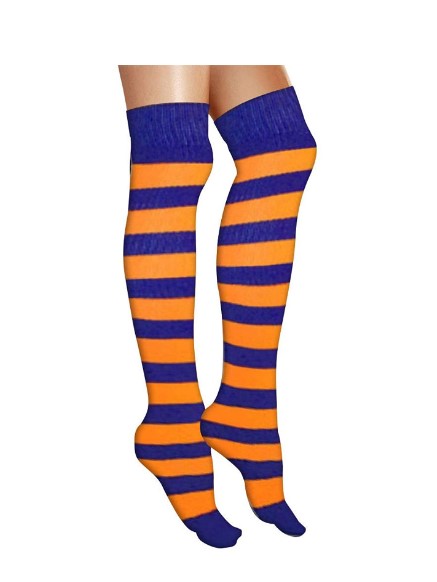 Knee High Striped Socks - Cosplay Sports Dolls - Costume Accessory - Blue/Gold