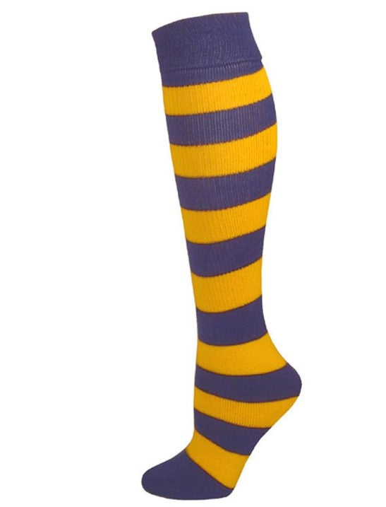 Knee High Striped Socks - Cosplay Sports Dolls - Costume Accessory - Blue/Gold