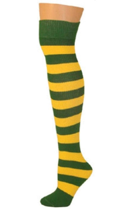 Knee High Striped Socks - Cosplay 80's Dolls - Costume Accessory - Green/Gold