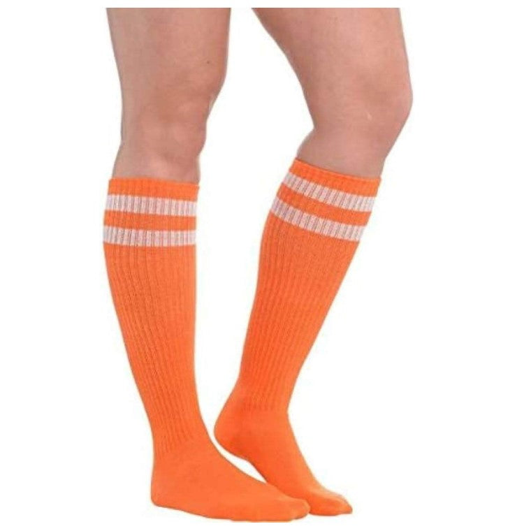 Calcetines hasta la rodilla a rayas - Cosplay - Accesorio de vestuario - Naranja/Blanco