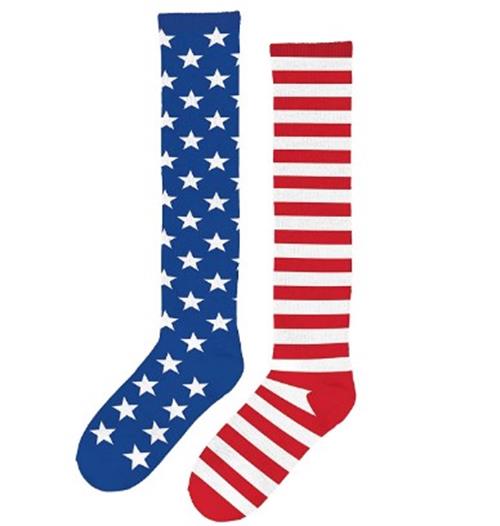 Patriotic Knee High Socks - Costume Accessory - Red/White/Blue - One Size