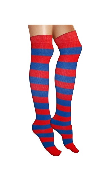 Knee High Striped Socks - Cosplay Ragdolls 80's - Costume Accessory - Red/Blue