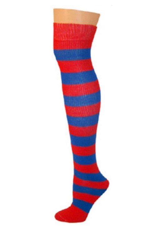 Knee High Striped Socks - Cosplay Ragdolls 80's - Costume Accessory - Red/Blue