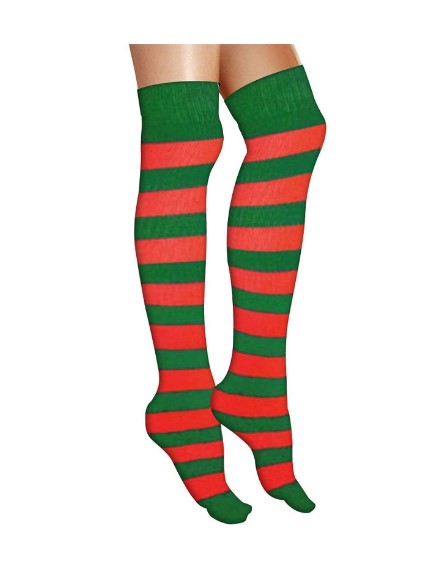 Knee High Striped Socks - Christmas - Elves - Costume Accessory - Red/Green