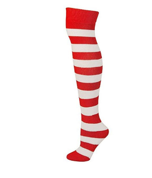Knee High Striped Socks - Cosplay Elf Ragdoll - Costume Accessory - Red/White