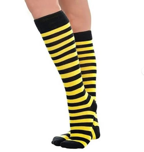 Calcetines hasta la rodilla a rayas - Abejas - Cosplay - Accesorio de vestuario - Negro/Amarillo