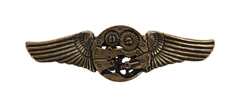 Gear Wings Pin - Bronze - Steampunk - Victorian - Costume Accessory - One Size