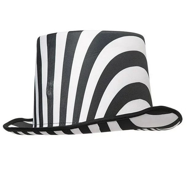 Top Hat - Black/White - Gothic - Beetlejuice - Costume Accessory - Adult