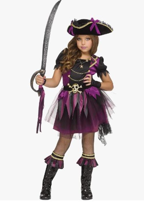 Stormy Seas Queen - Purple/Black/Gold - Costume - Girls - 3 Sizes