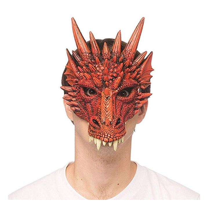Dragon Half Mask - Soft Latex - Red - Costume Accessory - Adult Teen