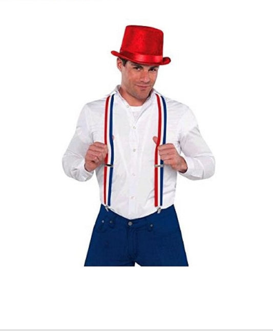 Patriotic Suspenders - Red White & Blue - Costume Accessory - One Size