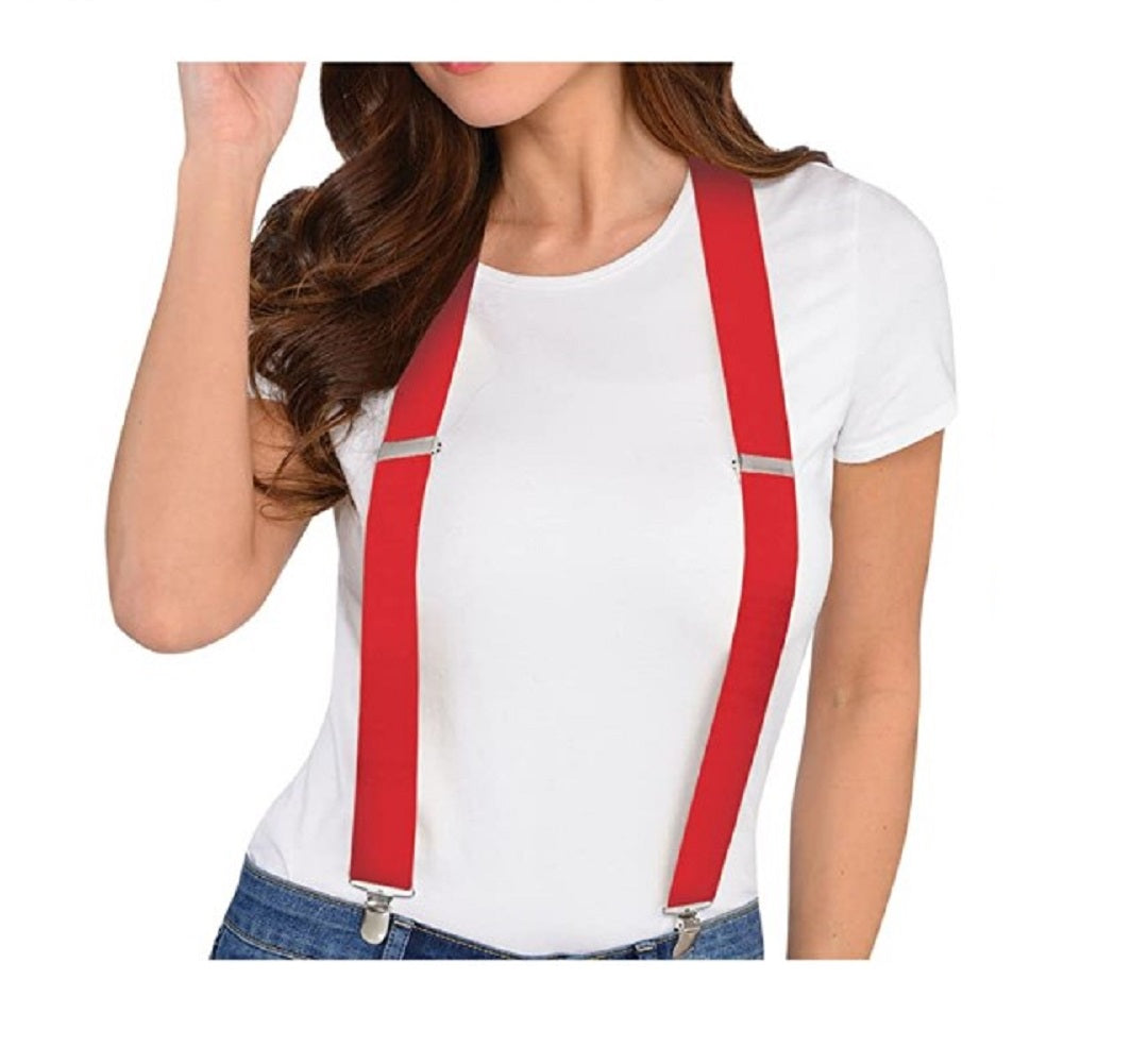 Santa Claus Red Suspenders - Christmas - 1x48" - Costume Accessory - Adult XL