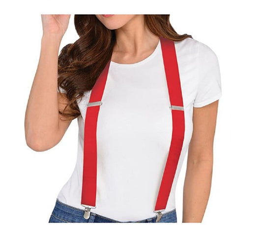 Santa Claus Red Suspenders - Christmas - Nerd - Costume Accessory - One Size