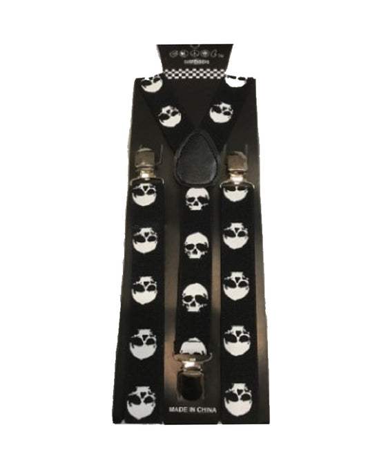 Skull Suspenders - 1980's - Rock Star - Goth - Costume Accessories - Adult Teen