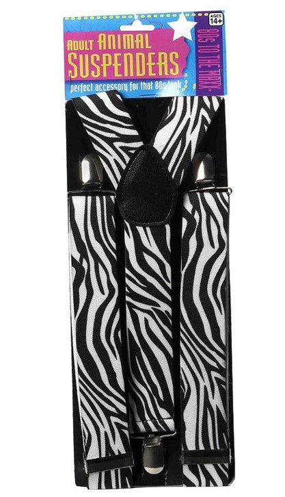 Suspenders - 1980's - Zebra Print - Costume Accessories - Adult Teen