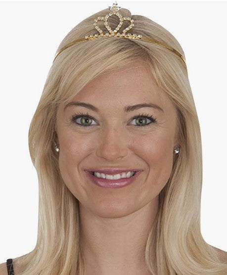 Tiara - Rhinestone - Gold - Costume Accessory - Adult Teeen