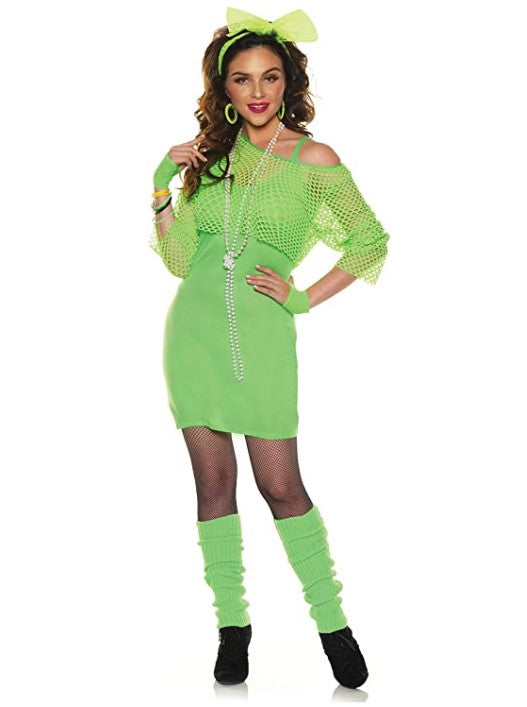 Totally 80's - Pop Star - Valley Girl - Neon Green - Costume - Adult - 2 Sizes