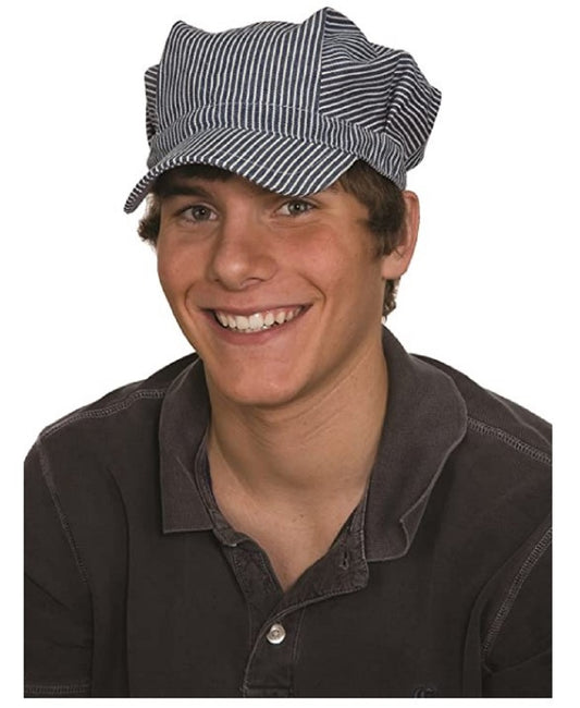 Train Conductor Hat - Engineer - Blue/White - Costume Accessory - Adult Teen