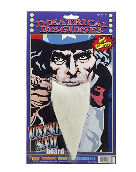 Uncle Sam Beard - White - Self Adhesive - Costume Accessory - Teen Adult