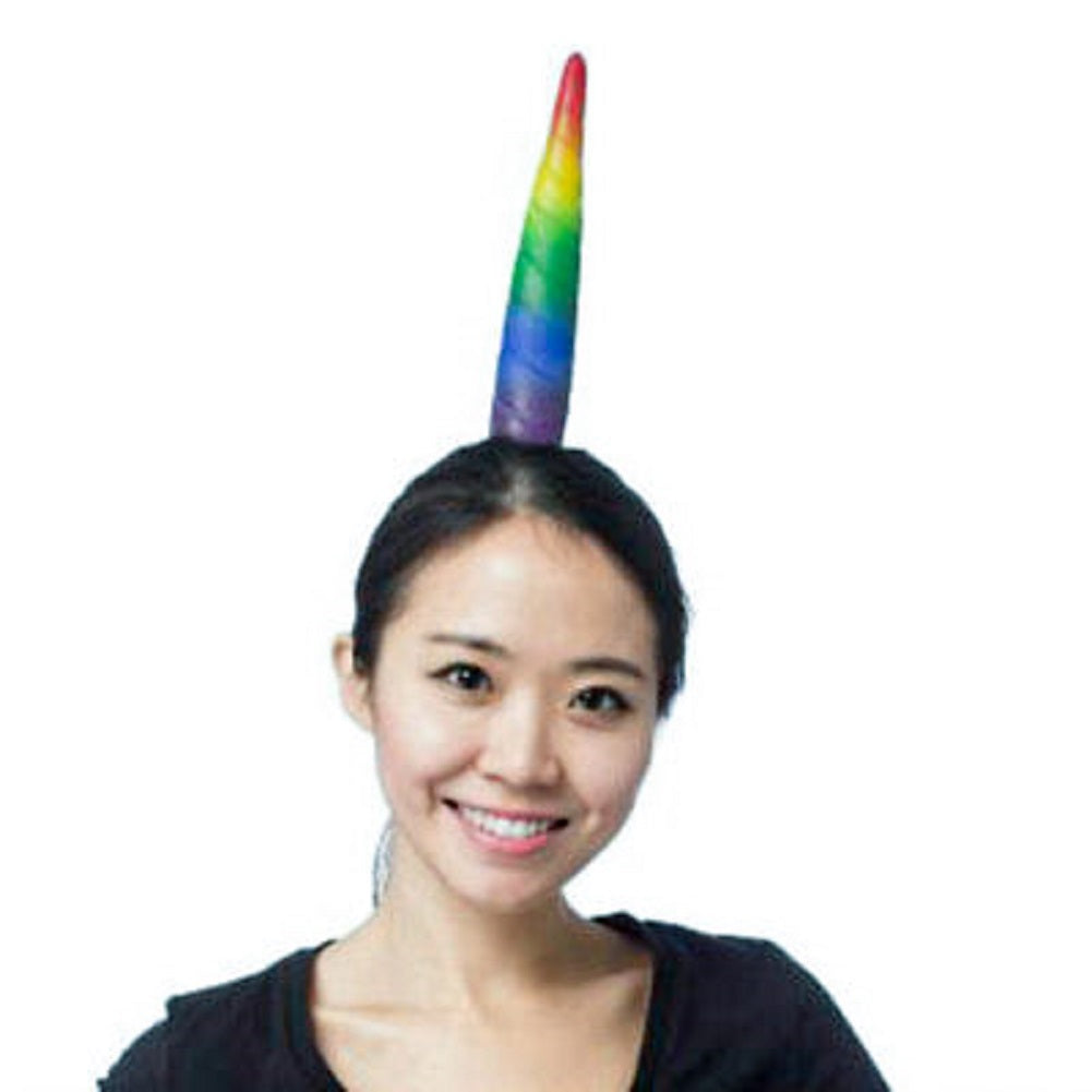 Diadema de cuerno de unicornio - Arco iris - Accesorio de disfraz - Adulto adolescente