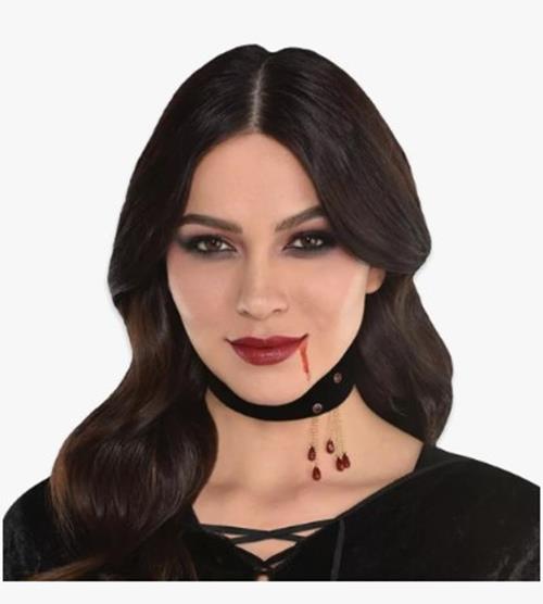 Collar de gargantilla de vampiro - Gotas de sangre/marcas de mordeduras - Accesorio de disfraz - Adulto adolescente