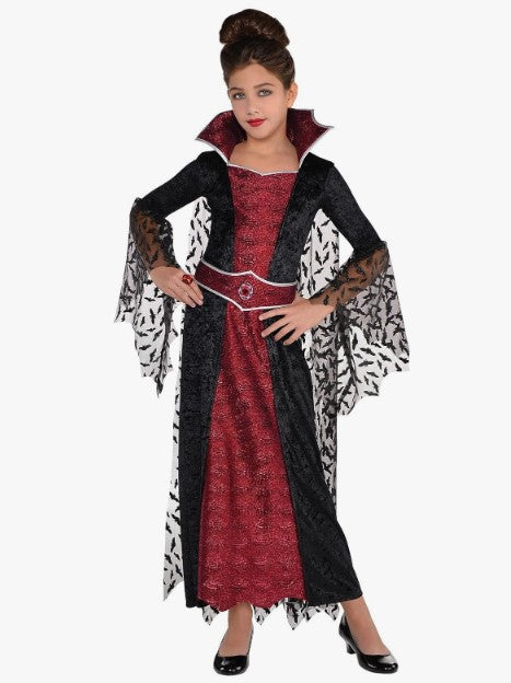 Coffin Queen - Vampire - Black/Red - Deluxe Costume - Child - 3 Sizes