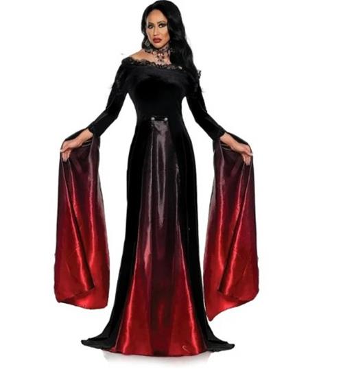 Vampir - Elegantes Kleid - Schwarz/Rot - Kostüm - Erwachsene - 2 Größen