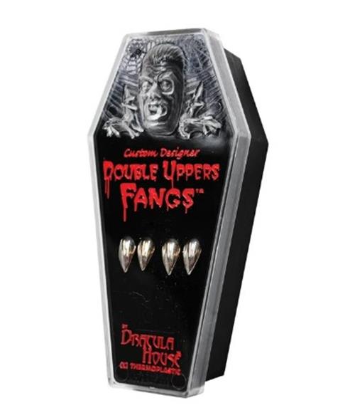 Vampire Fangs - Chrome - Double Uppers - Costume Accessories - Adult Teen