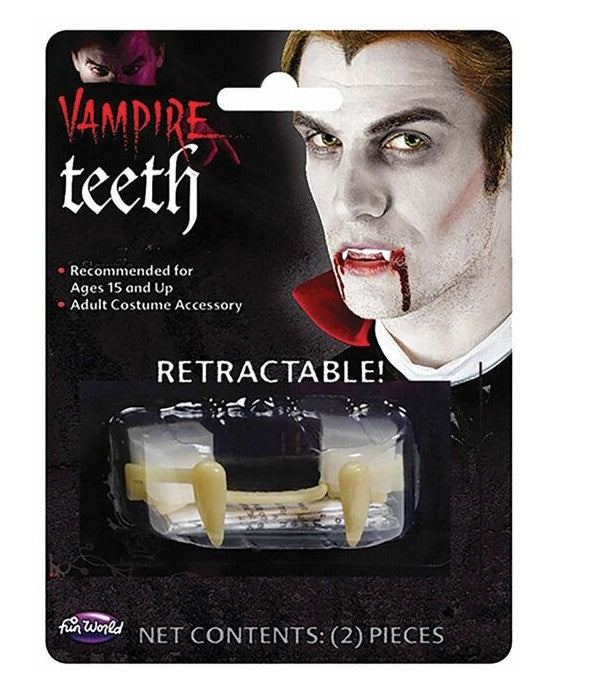 Retractable Vampire Teeth - Fangs - White - Costume Accessories - Adult Teen