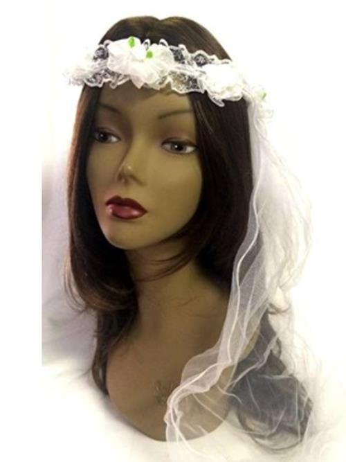 White Veil - Flower Headband - Bride - Princess - Costume Accessory - Adult Teen