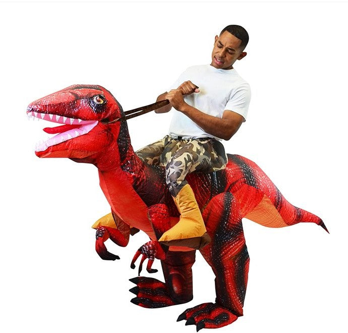 Inflatable Velociraptor - Red - Ride-On Dinosaur - Costume - Adult One Size