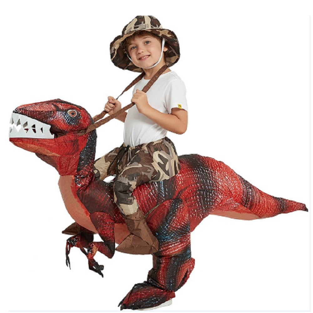 Inflatable Velociraptor - Red - Ride-On Dinosaur - Costume - Child One Size